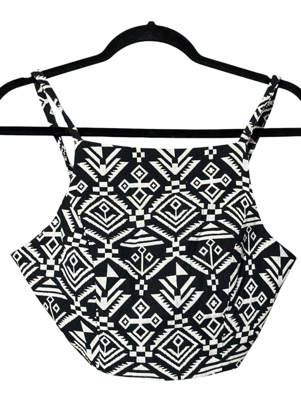 Mustard Seed Geometric Print Crop Top
